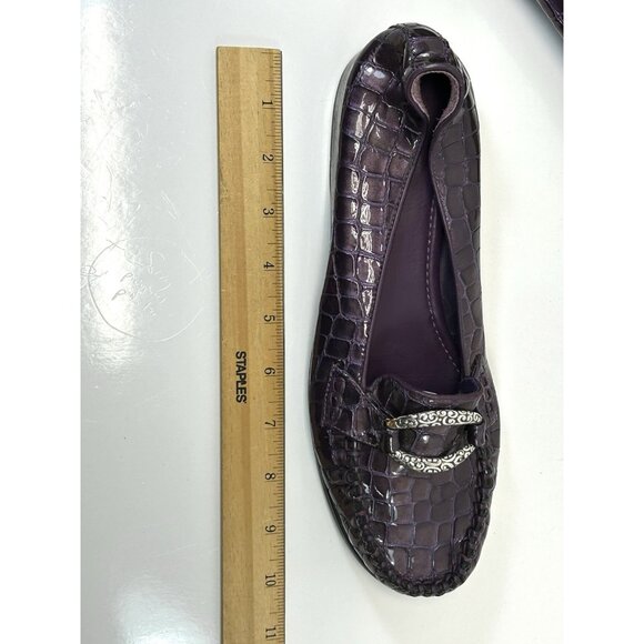 Brighton Women’s Size 8.5 M Medley Horsebit Loafers Purple Croc Leather Shoes - Picture 9 of 11